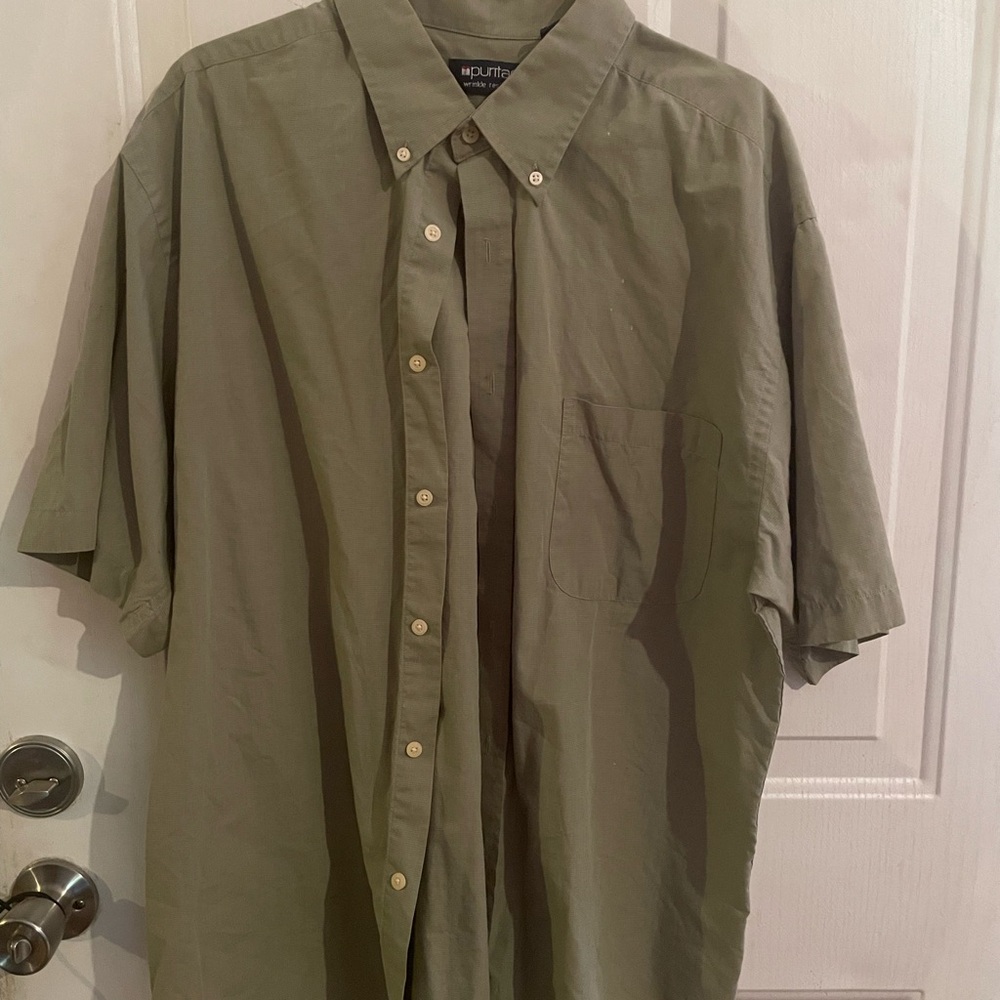 Puritan Olive Green Short-Sleeve Button-Down Shirt